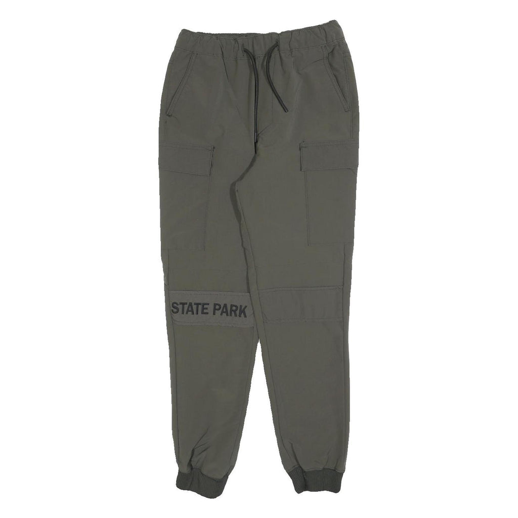 ZARA Womens Polyester Blend Green Regular Cargo Trousers W26 L26 Elastic Cuffs