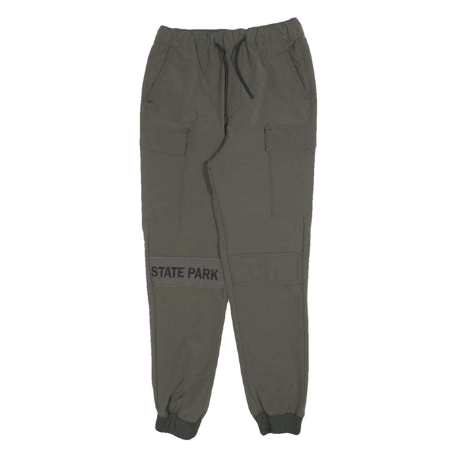 ZARA Womens Polyester Blend Green Regular Cargo Trousers W26 L26 Elastic Cuffs