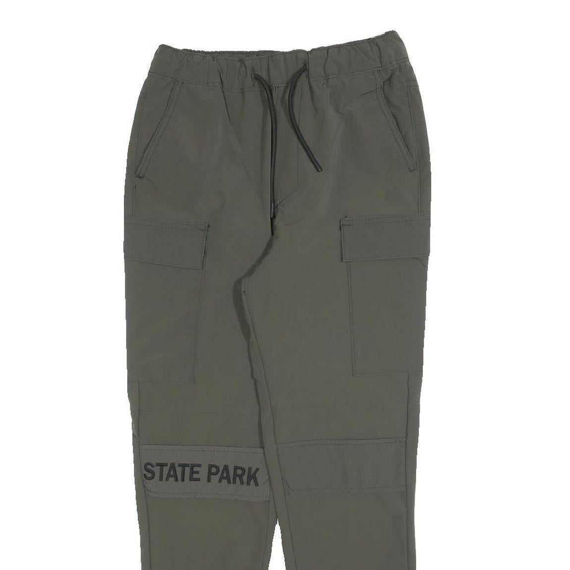 ZARA Womens Polyester Blend Green Regular Cargo Trousers W26 L26 Elastic Cuffs