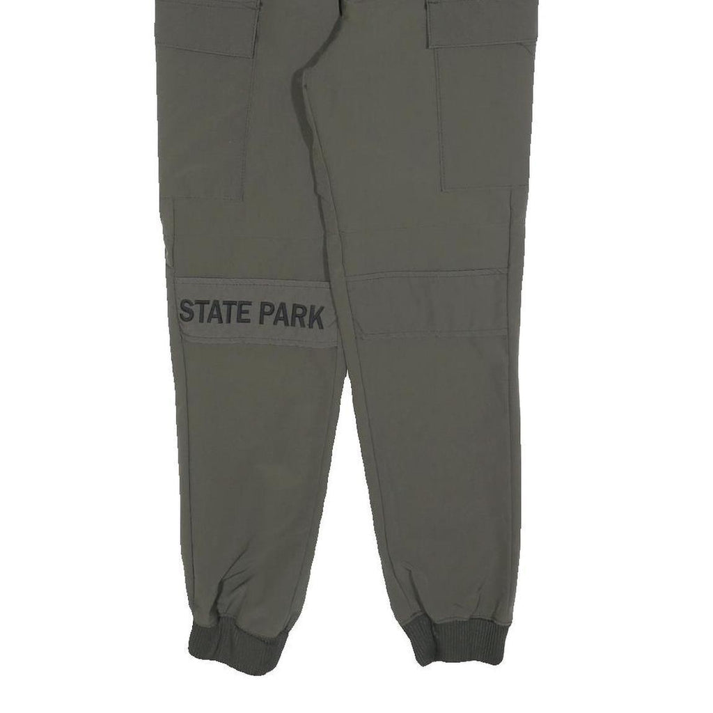 ZARA Womens Polyester Blend Green Regular Cargo Trousers W26 L26 Elastic Cuffs