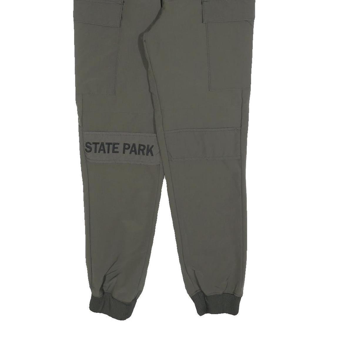 ZARA Womens Polyester Blend Green Regular Cargo Trousers W26 L26 Elastic Cuffs