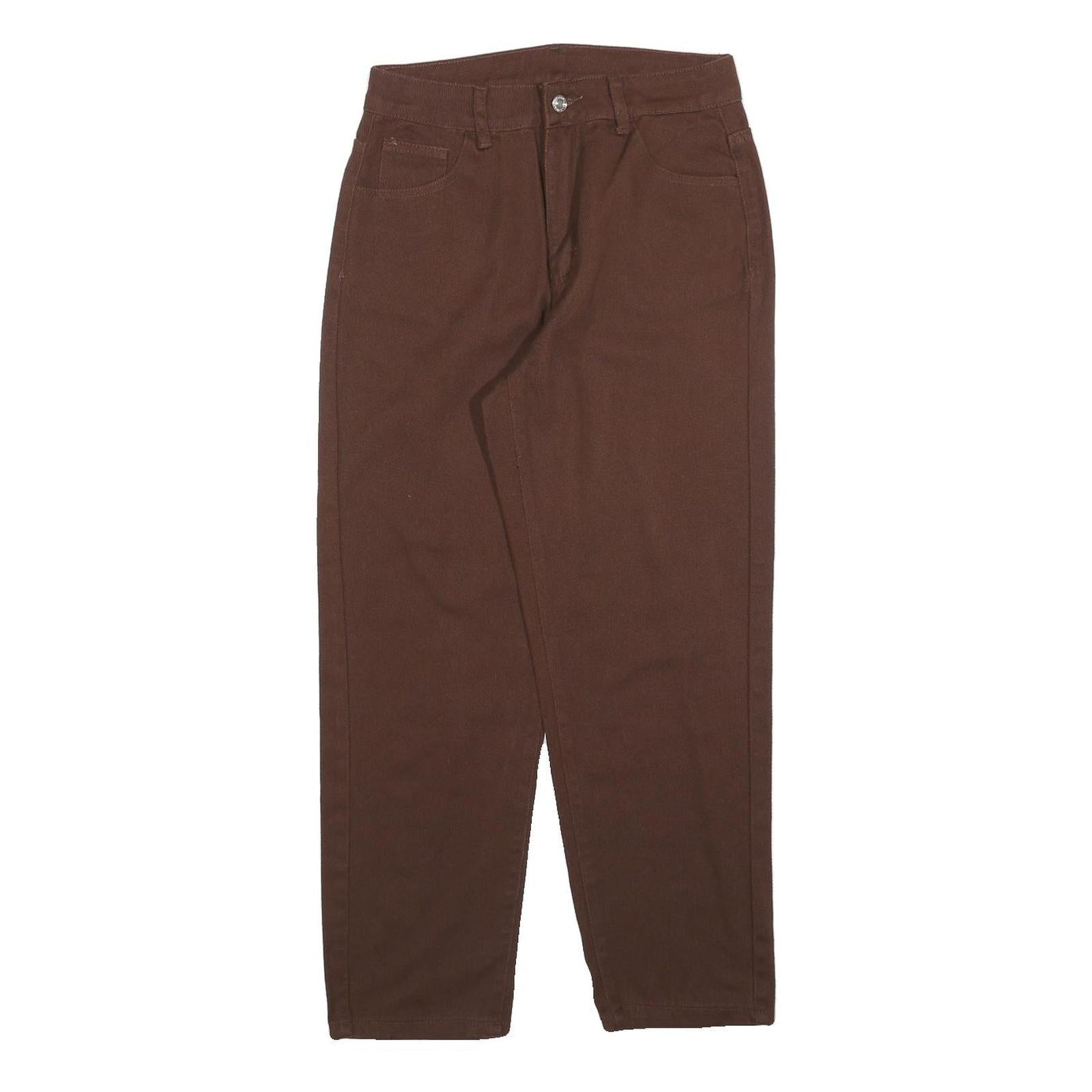 Womens Brown Regular Fit Straight Cotton Blend Jeans W27 L26 Zip Closure