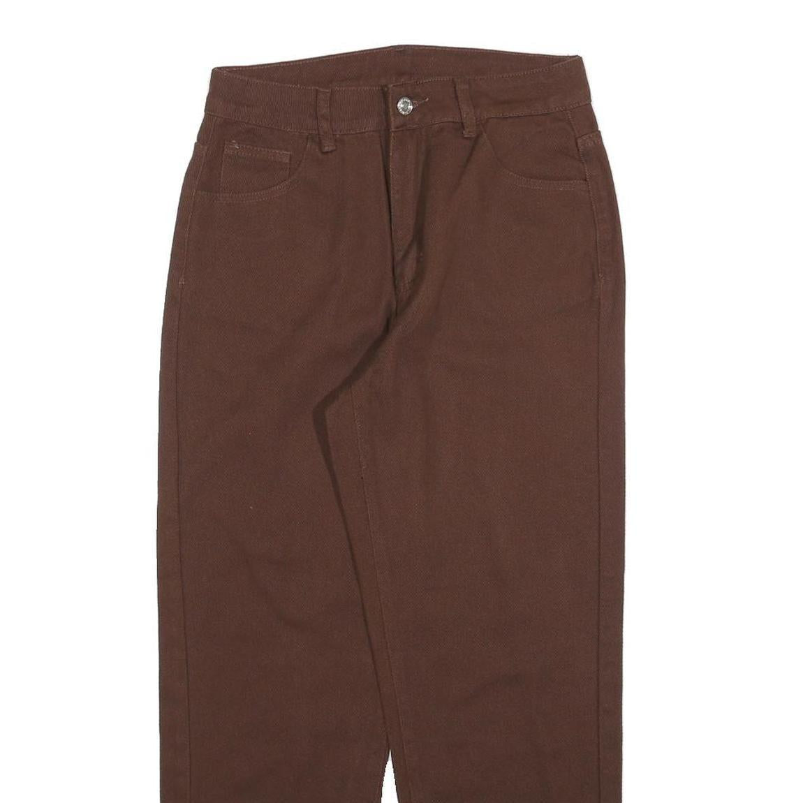 Womens Brown Regular Fit Straight Cotton Blend Jeans W27 L26 Zip Closure