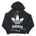 ADIDAS Womens Black Hoodie UK 8 Cotton Blend Oversized Sweatshirt