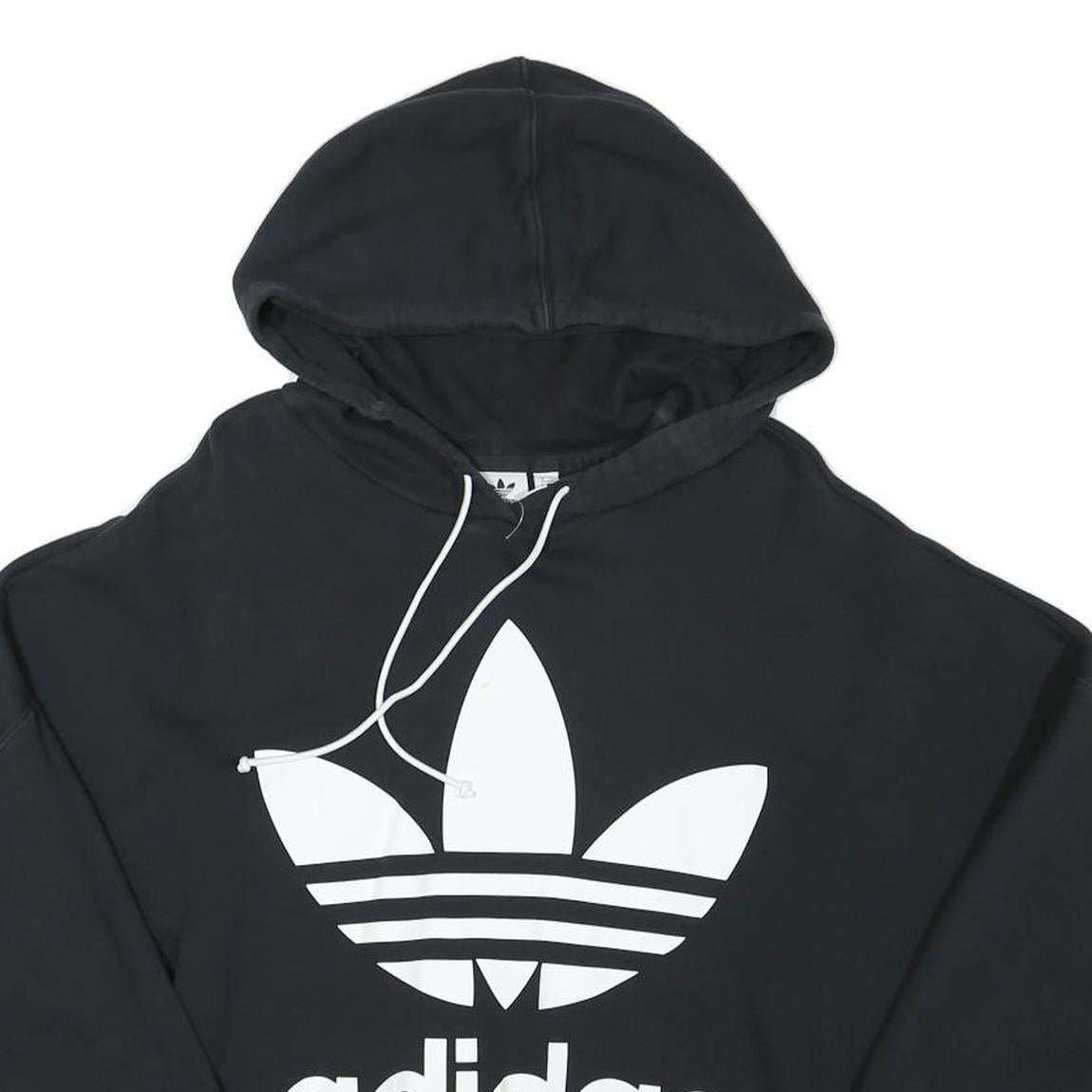 ADIDAS Womens Black Hoodie UK 8 Cotton Blend Oversized Sweatshirt