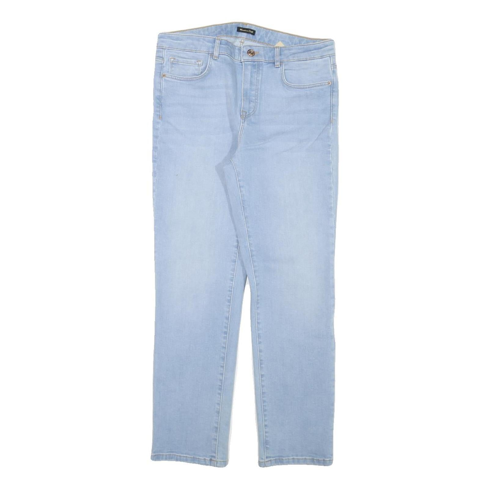 MASSIMO DUTTI Womens Jeans Blue Regular Straight Denim Light W30 L27 Casual Zip