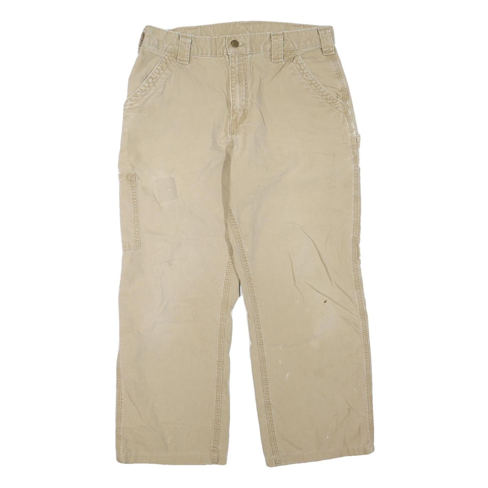 CARHARTT Mens Jeans Beige Regular Straight Cotton Blend W33 L26 Workwear Durable