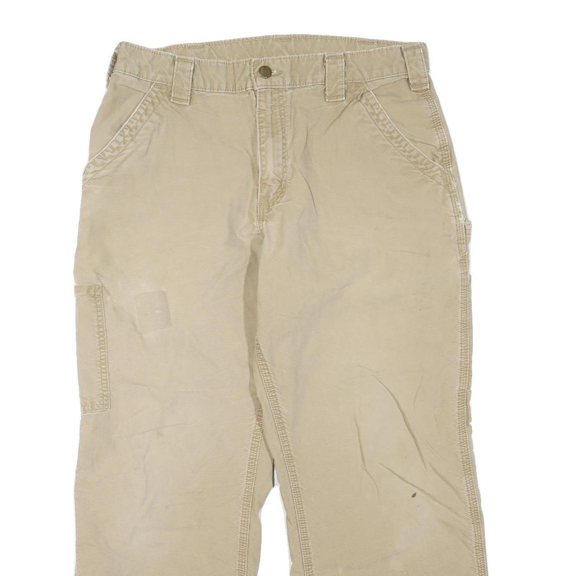 CARHARTT Mens Jeans Beige Regular Straight Cotton Blend W33 L26 Workwear Durable