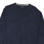 NAUTICA Mens Navy Plain V Neck Cotton Blend Jumper XL Classic Knitwear