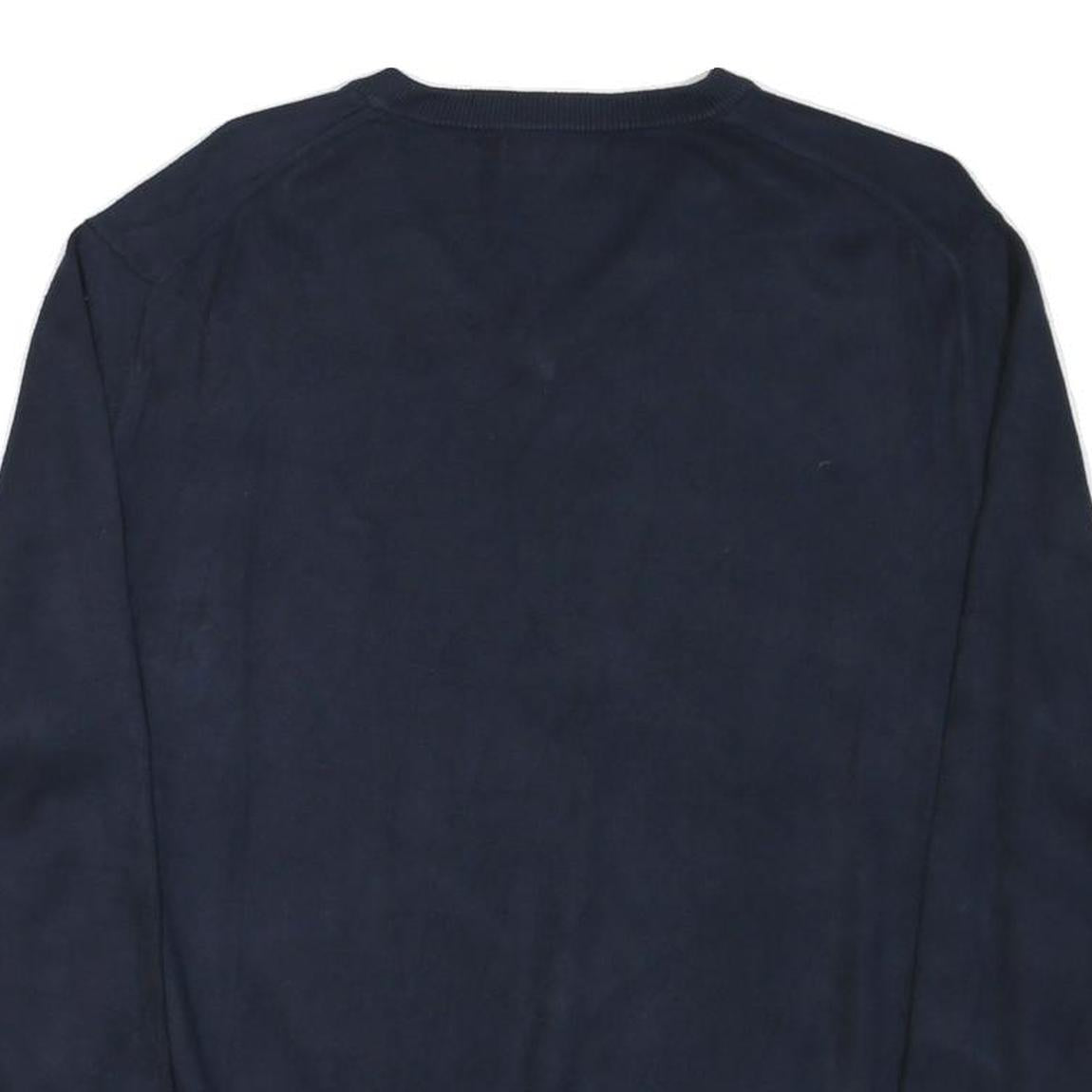 NAUTICA Mens Navy Plain V Neck Cotton Blend Jumper XL Classic Knitwear