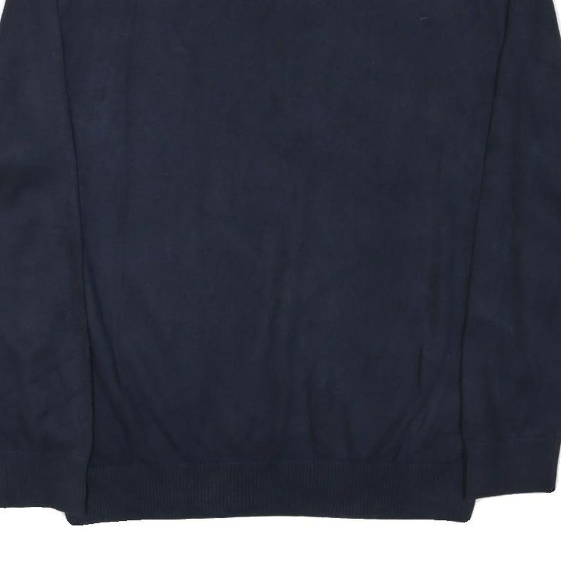 NAUTICA Mens Navy Plain V Neck Cotton Blend Jumper XL Classic Knitwear