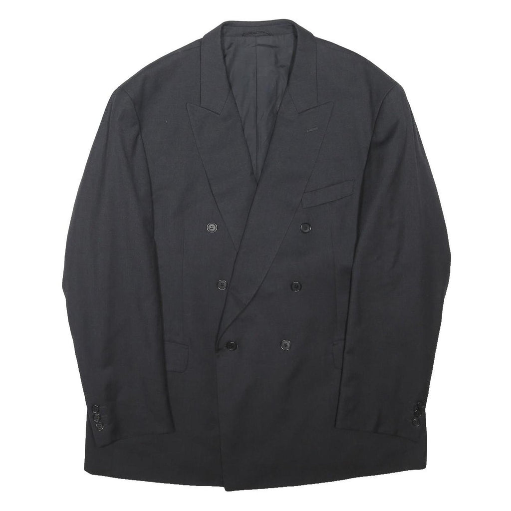 RENATO CAVALL Mens Black Double Breasted Wool Blend Jacket XL Tailored Button