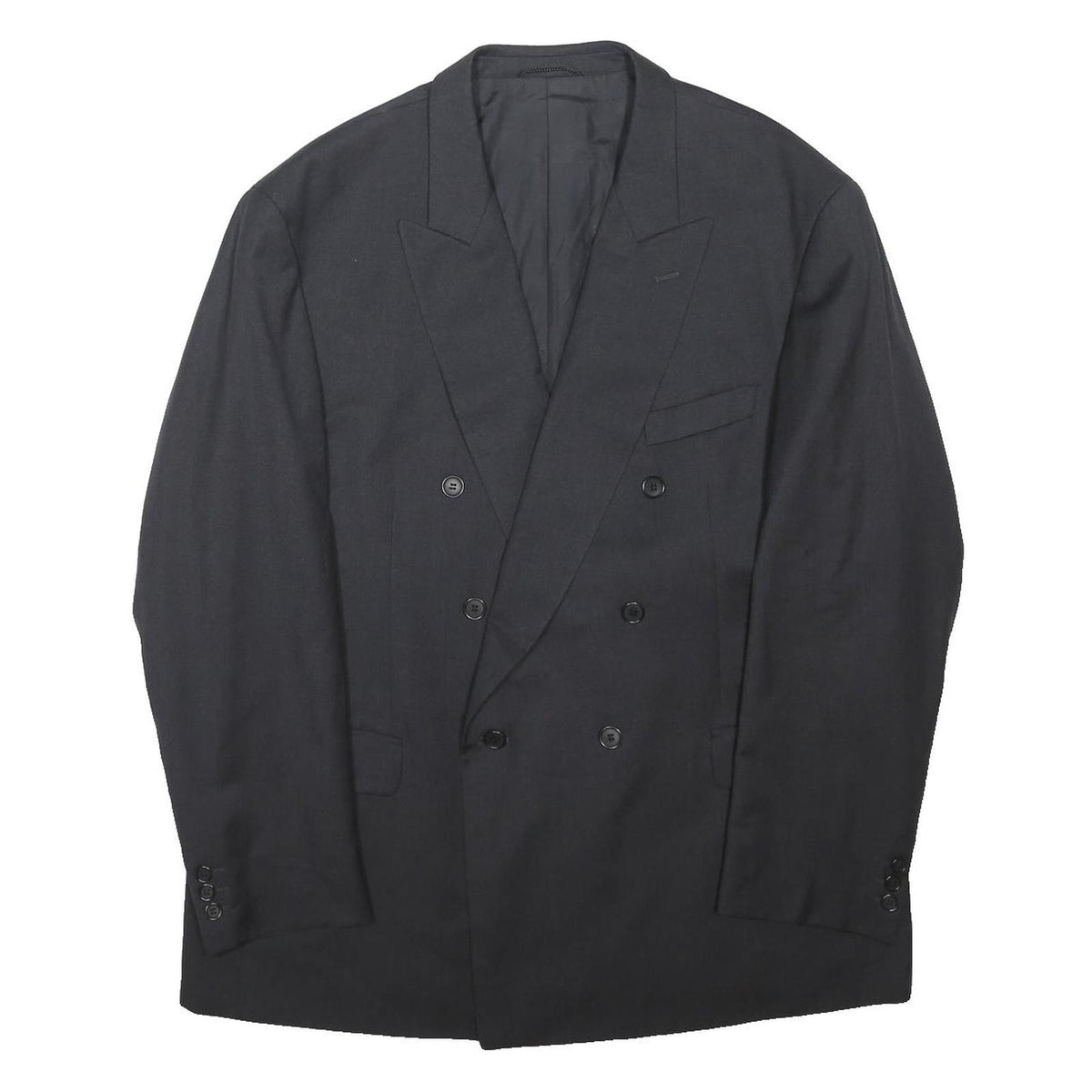 RENATO CAVALL Mens Black Double Breasted Wool Blend Jacket XL Tailored Button