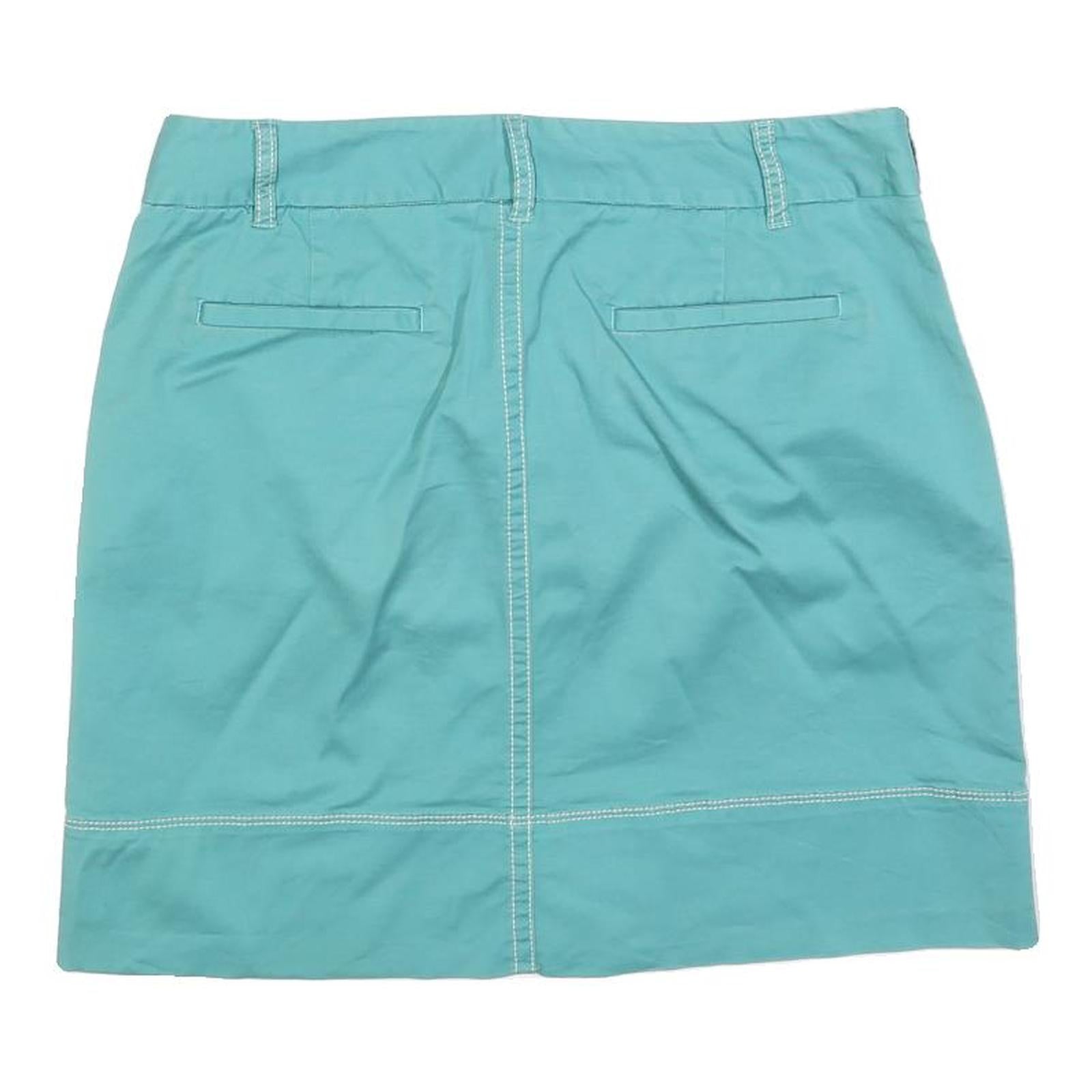 MERONA Womens Blue Cotton Blend Skirt Mini Casual Straight Zip Pocket M