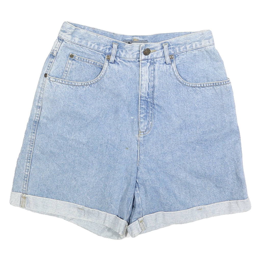 LIZ WEAR Womens Denim Blue Casual Shorts S W28 Cuffed Button Closure Cotton