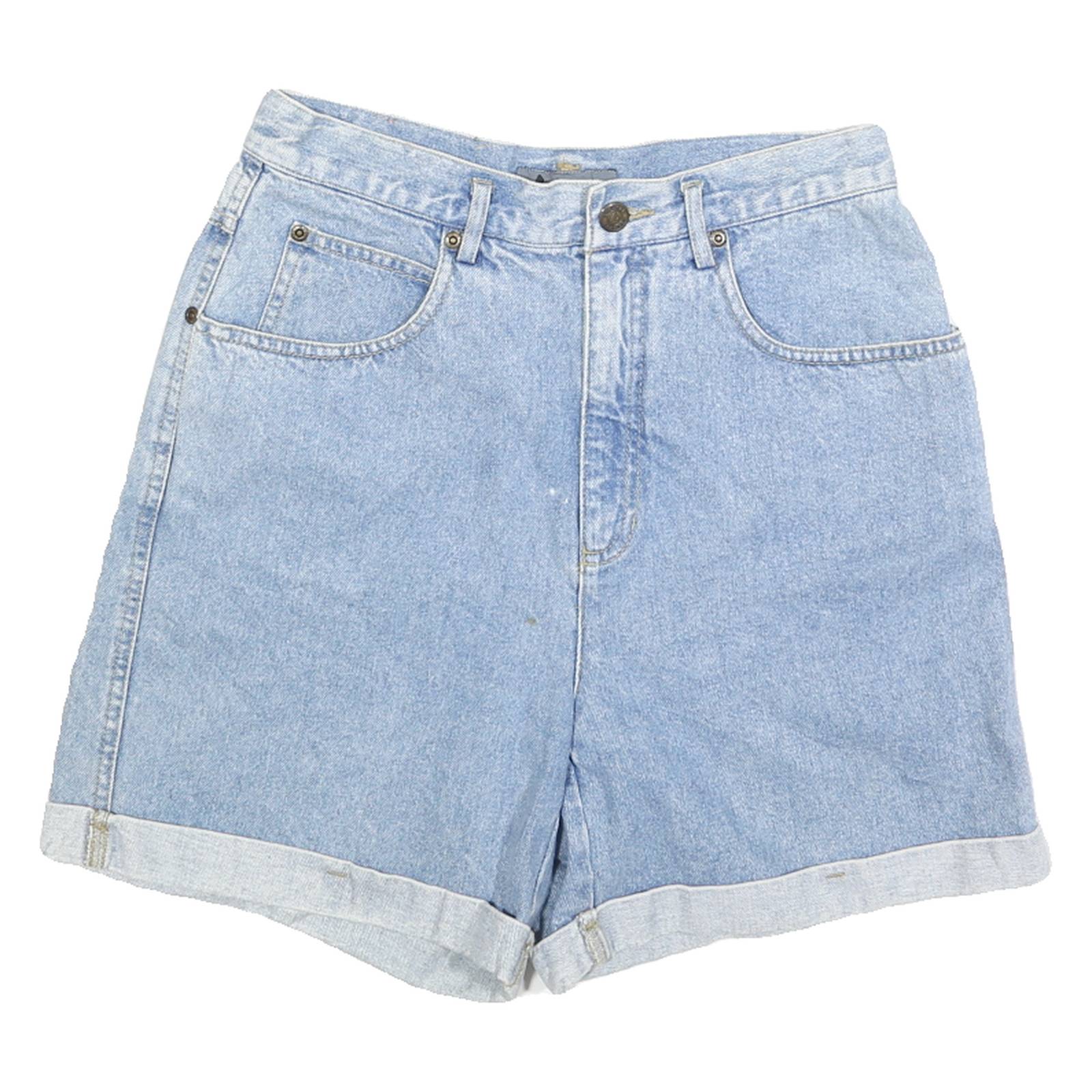 LIZ WEAR Womens Denim Blue Casual Shorts S W28 Cuffed Button Closure Cotton
