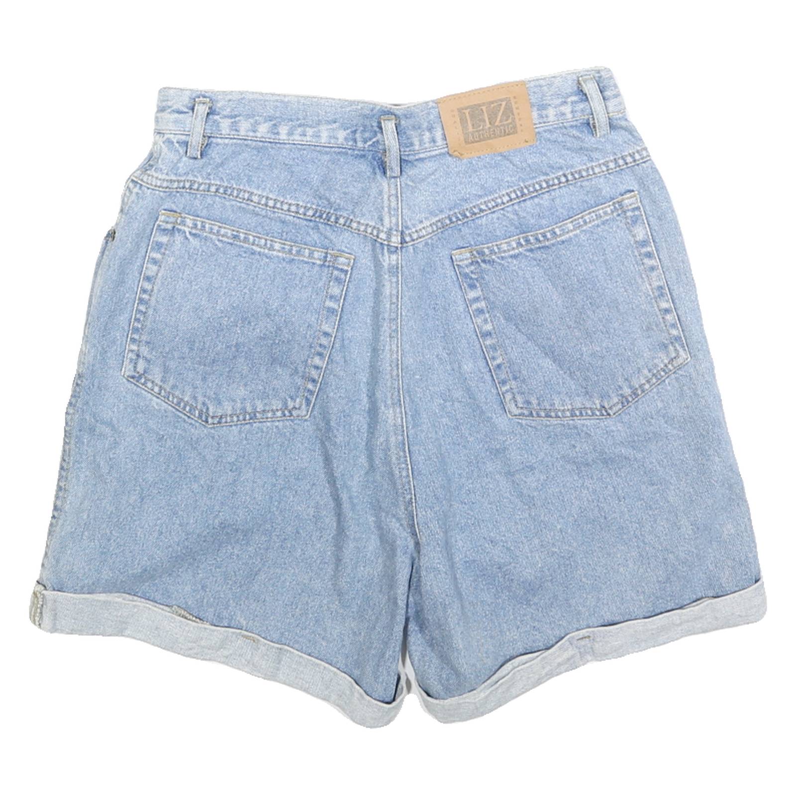 LIZ WEAR Womens Denim Blue Casual Shorts S W28 Cuffed Button Closure Cotton