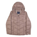 TOMMY HILFIGER Womens Taupe Jacket M Polyester Quilted Puffer Zip Up Hooded