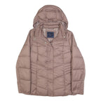 TOMMY HILFIGER Womens Taupe Jacket M Polyester Quilted Puffer Zip Up Hooded