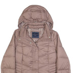 TOMMY HILFIGER Womens Taupe Jacket M Polyester Quilted Puffer Zip Up Hooded
