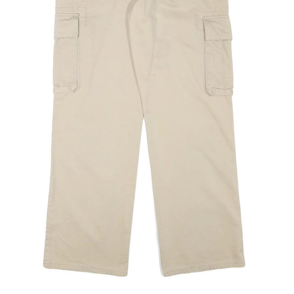 TOM TAILOR Mens Cotton Blend Beige Regular Straight Cargo Trousers W35 L32