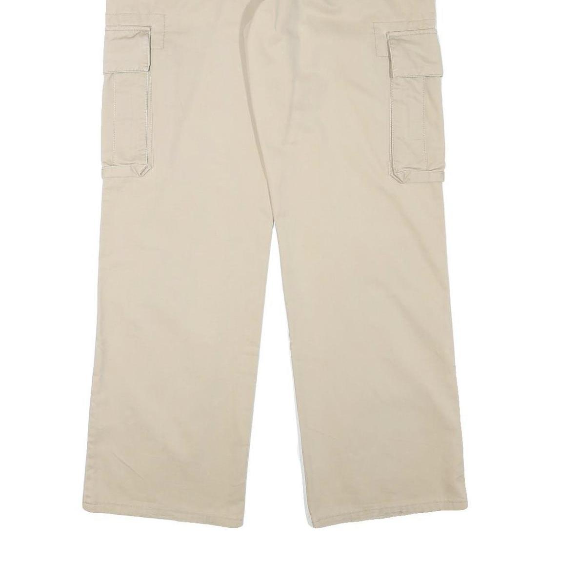 TOM TAILOR Mens Cotton Blend Beige Regular Straight Cargo Trousers W35 L32