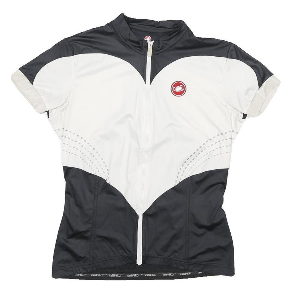 CASTRELLI Womens Black & White Modern T-Shirt M Short Sleeve 1/4 Zip Cycling