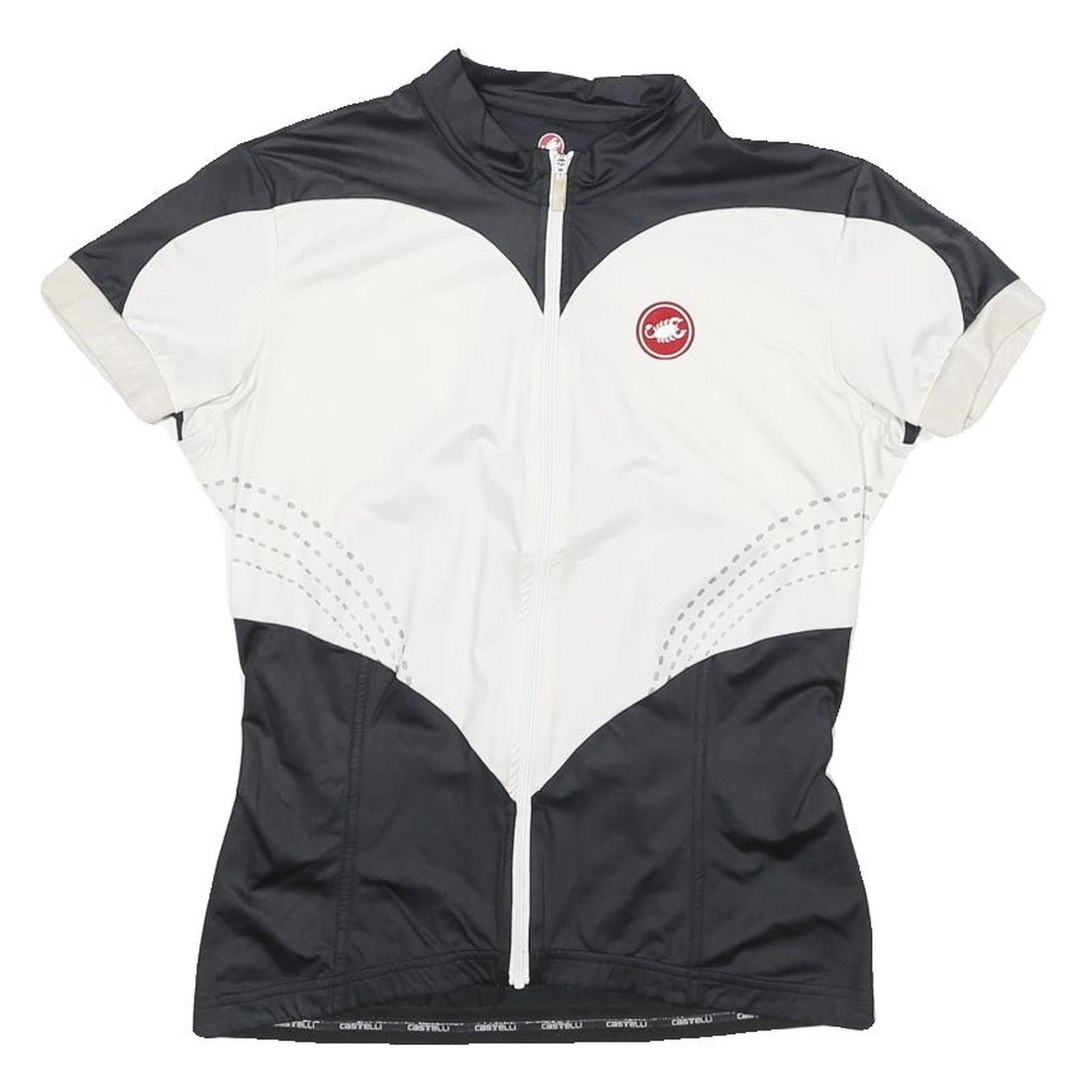 CASTRELLI Womens Black & White Modern T-Shirt M Short Sleeve 1/4 Zip Cycling