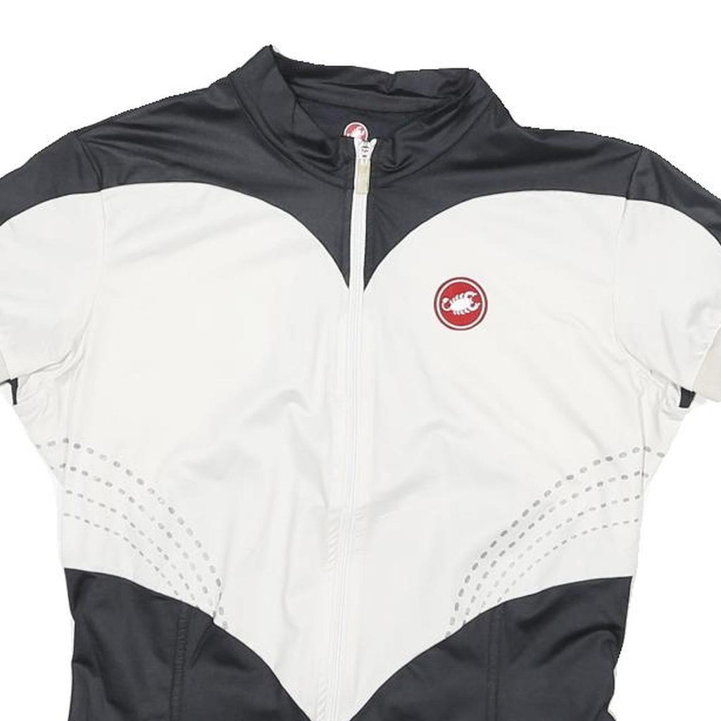 CASTRELLI Womens Black & White Modern T-Shirt M Short Sleeve 1/4 Zip Cycling