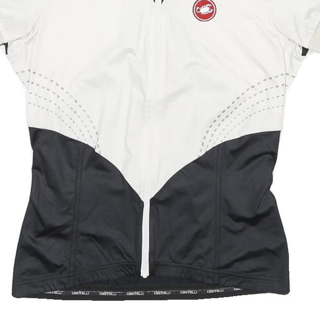 CASTRELLI Womens Black & White Modern T-Shirt M Short Sleeve 1/4 Zip Cycling