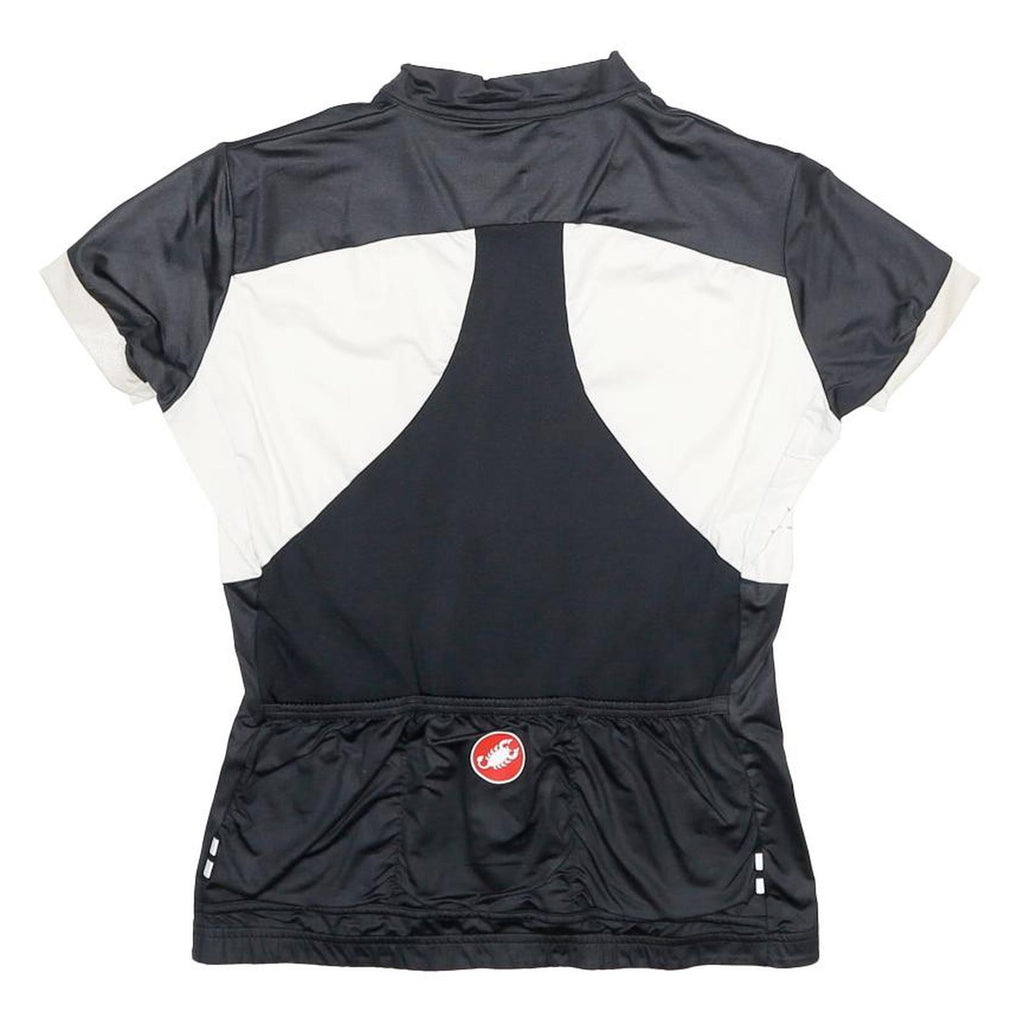 CASTRELLI Womens Black & White Modern T-Shirt M Short Sleeve 1/4 Zip Cycling