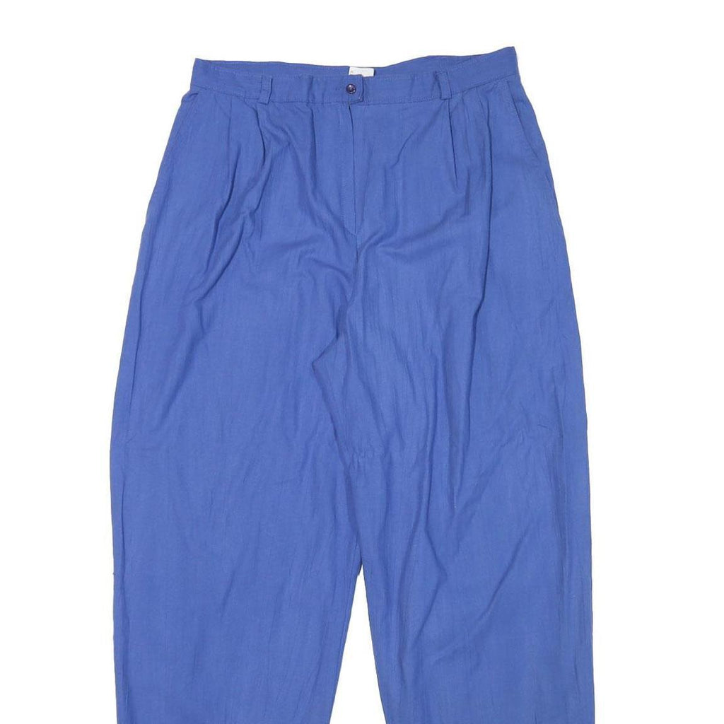 Womens Relaxed Blue Cotton Blend Trousers W30 L30 Zip Closure Casual Wear