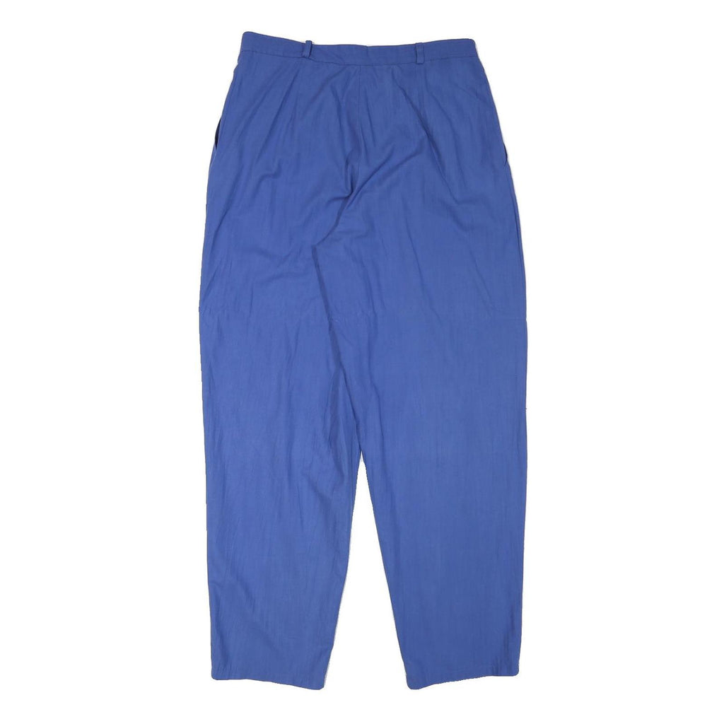 Womens Relaxed Blue Cotton Blend Trousers W30 L30 Zip Closure Casual Wear