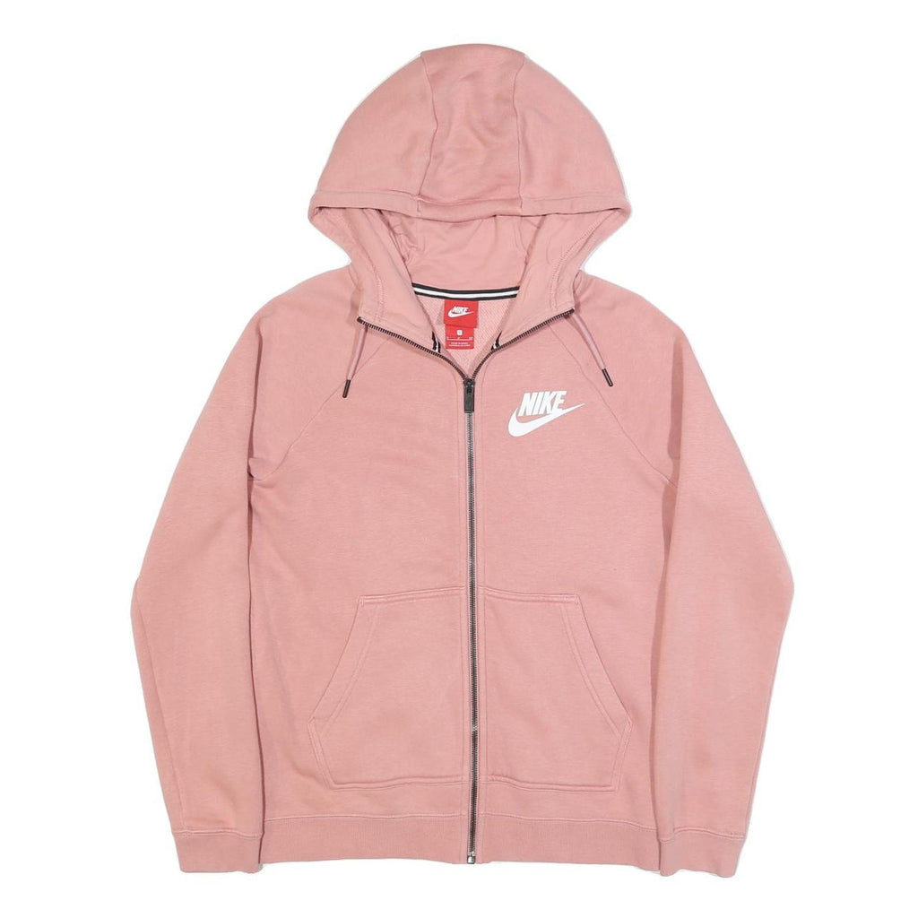 NIKE Mens Pink Full Zip Hoodie S Cotton Blend Lightweight Sweatshirt
