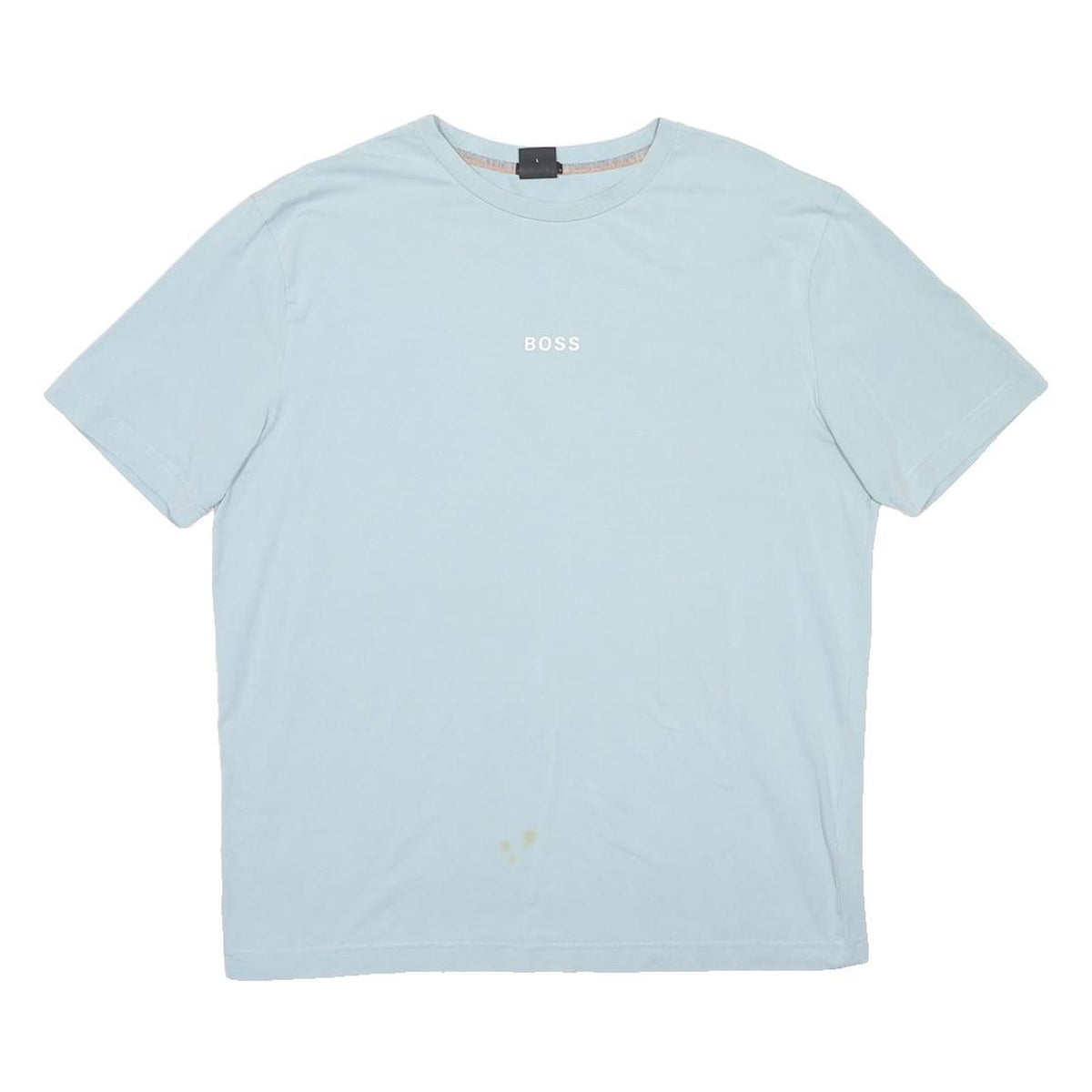 HUGO BOSS Mens Light Blue Cotton Blend T-Shirt L Short Sleeve Crew Neck Boss