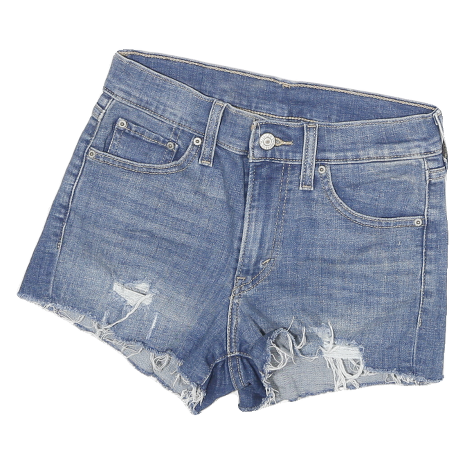 LEVI'S Womens Denim Blue Casual Cut-Off XS W24 Distressed Short Shorts