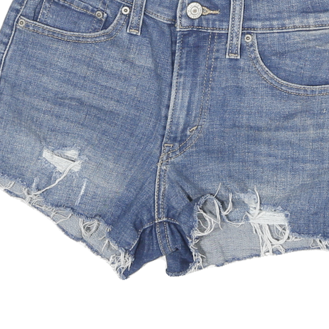 LEVI'S Womens Denim Blue Casual Cut-Off XS W24 Distressed Short Shorts