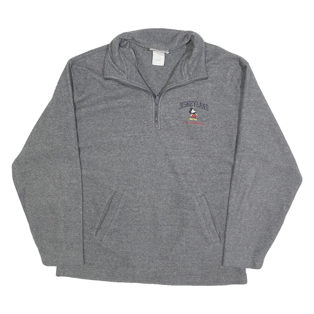 DISNEY Mens Grey Disneyland Mickey Mouse Quarter Zip S Sweatshirt