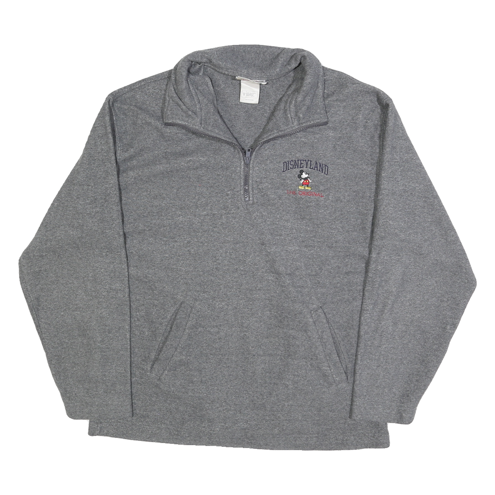 DISNEY Mens Grey Disneyland Mickey Mouse Quarter Zip S Sweatshirt