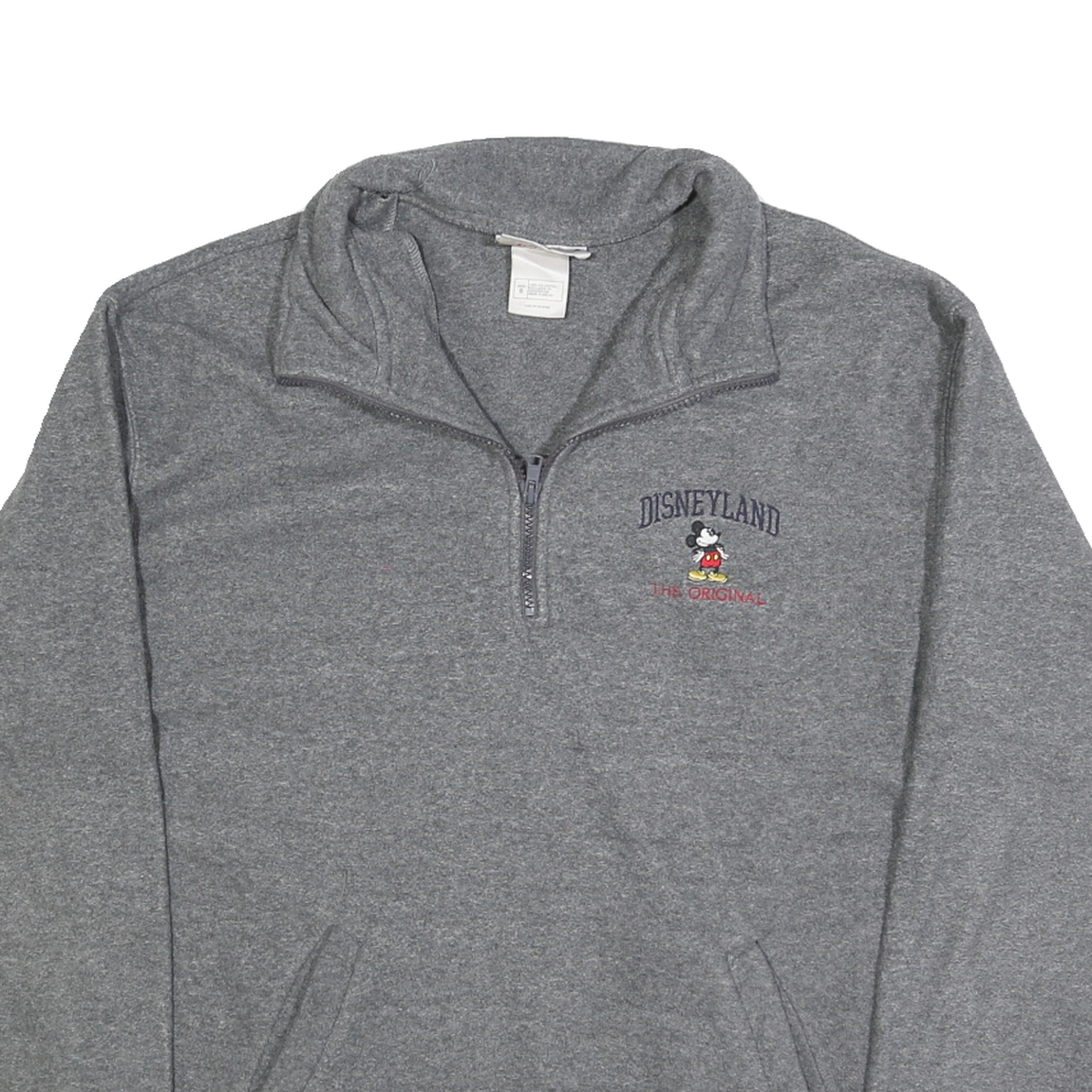 DISNEY Mens Grey Disneyland Mickey Mouse Quarter Zip S Sweatshirt