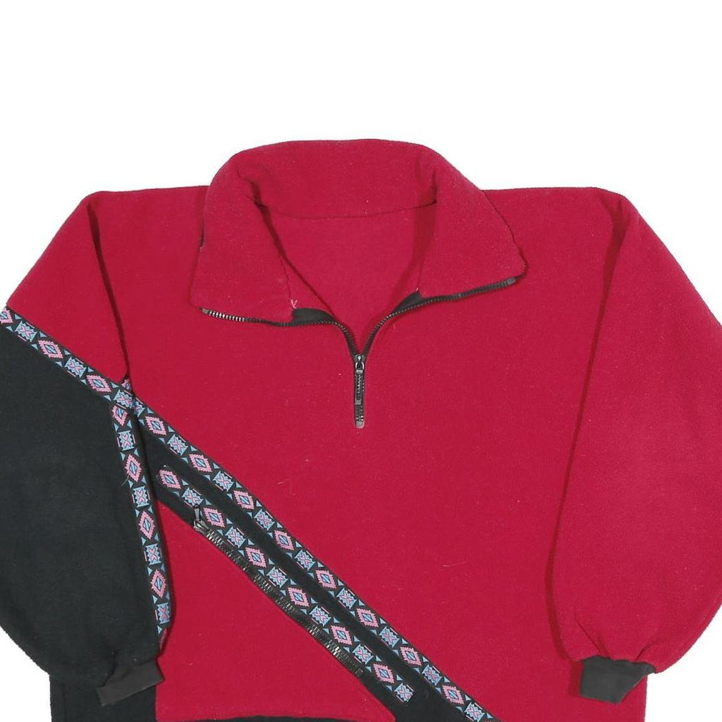 Womens Red & Black Polyester Patterned Fleece Jacket XL Casual Outdoor Warm