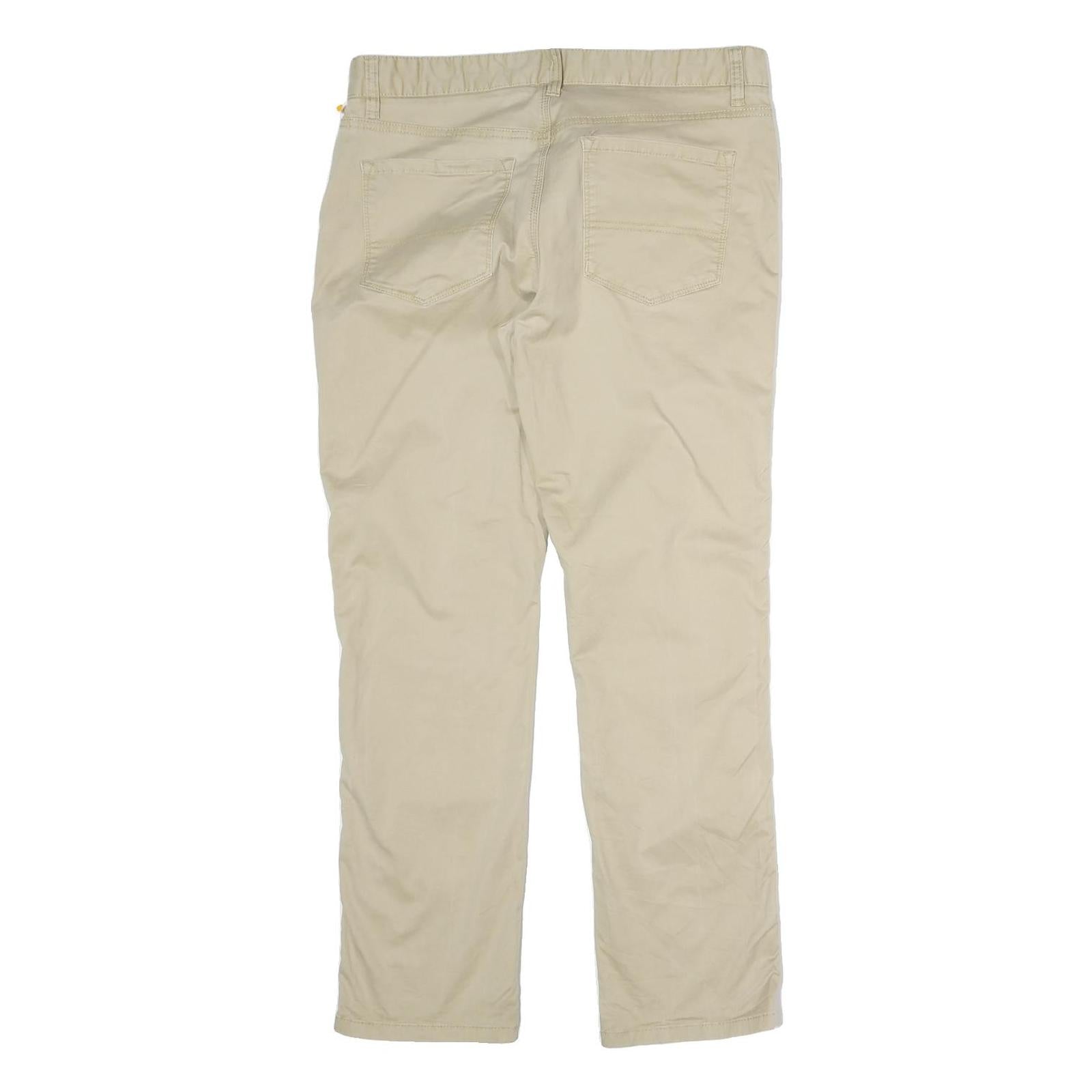 TOMMY HILFIGER Mens Cotton Beige Regular Fit Straight Leg Trousers W32 L30