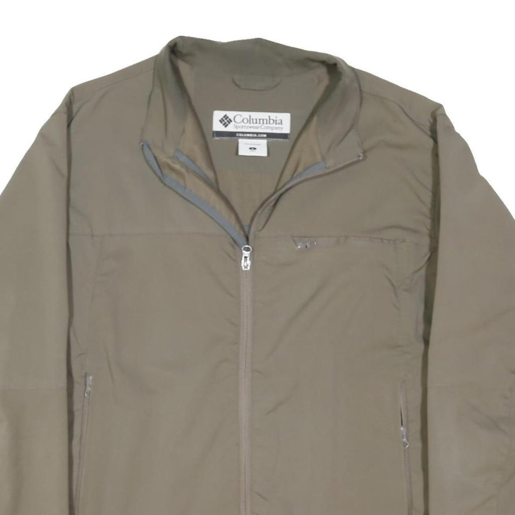 COLUMBIA Mens Beige Outdoor Jacket L Polyester Blend Plain Zip Lightweight
