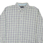 TOMMY HILFIGER Mens White & Blue Check Shirt XL Casual Cotton Blend Long Sleeve