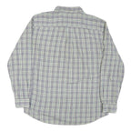 TOMMY HILFIGER Mens White & Blue Check Shirt XL Casual Cotton Blend Long Sleeve