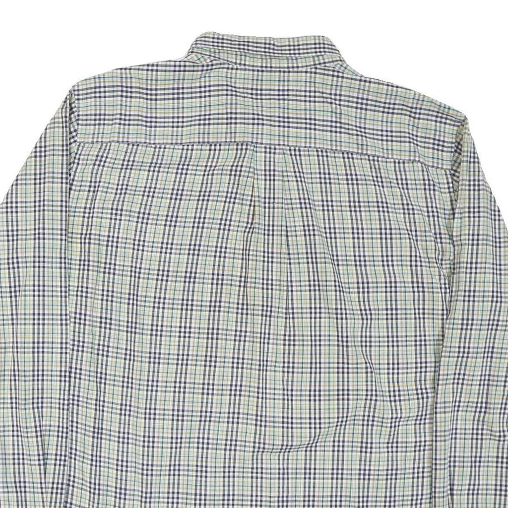 TOMMY HILFIGER Mens White & Blue Check Shirt XL Casual Cotton Blend Long Sleeve