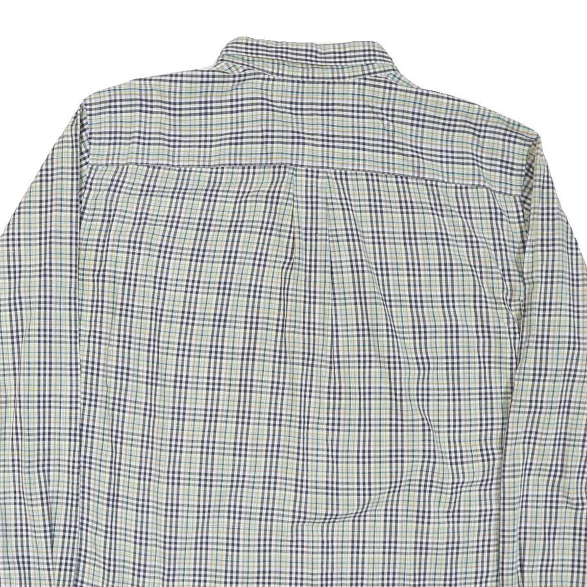 TOMMY HILFIGER Mens White & Blue Check Shirt XL Casual Cotton Blend Long Sleeve