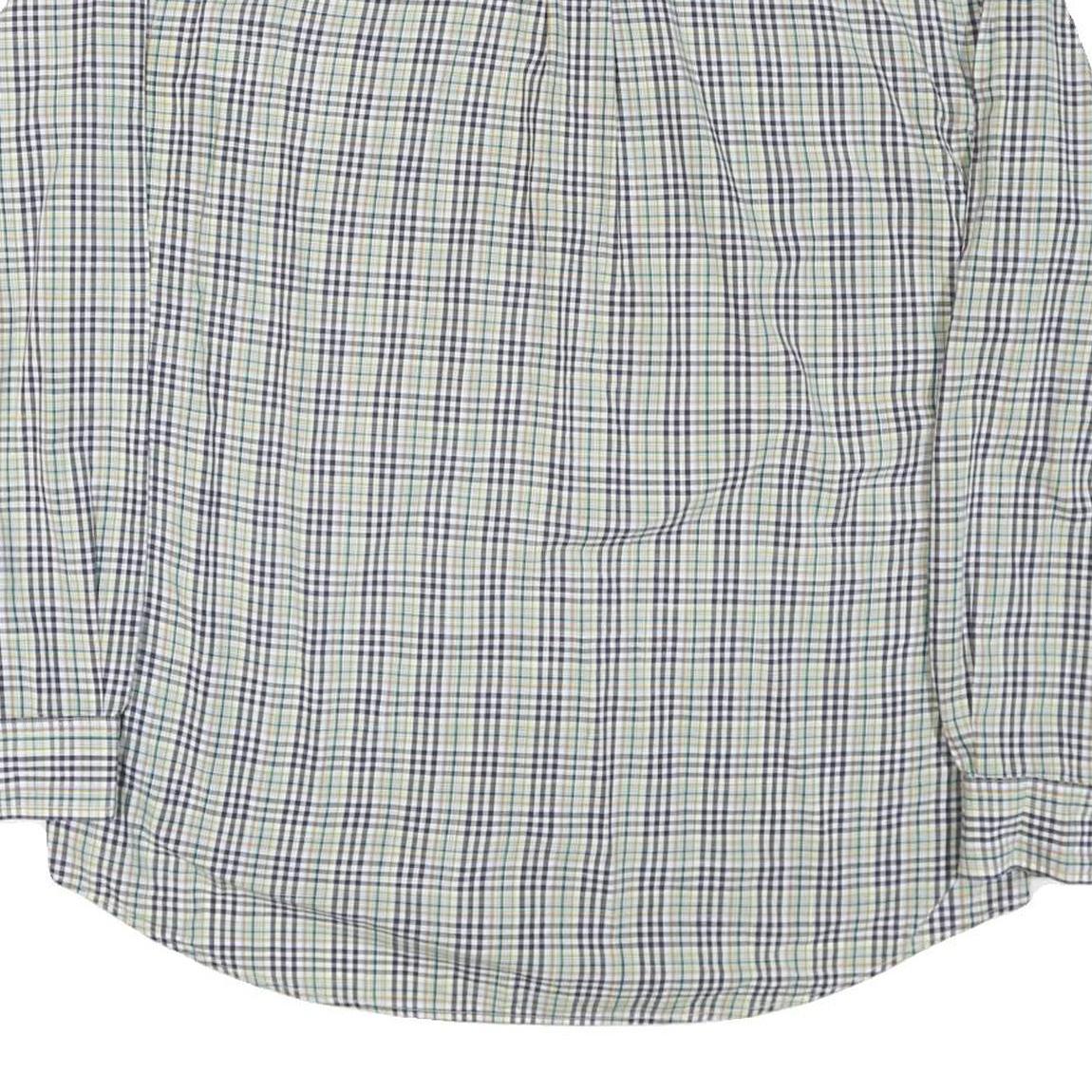 TOMMY HILFIGER Mens White & Blue Check Shirt XL Casual Cotton Blend Long Sleeve