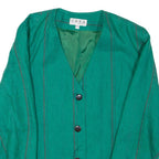 CARA BRUSSELS Womens Blazer Jacket Green Linen Striped S