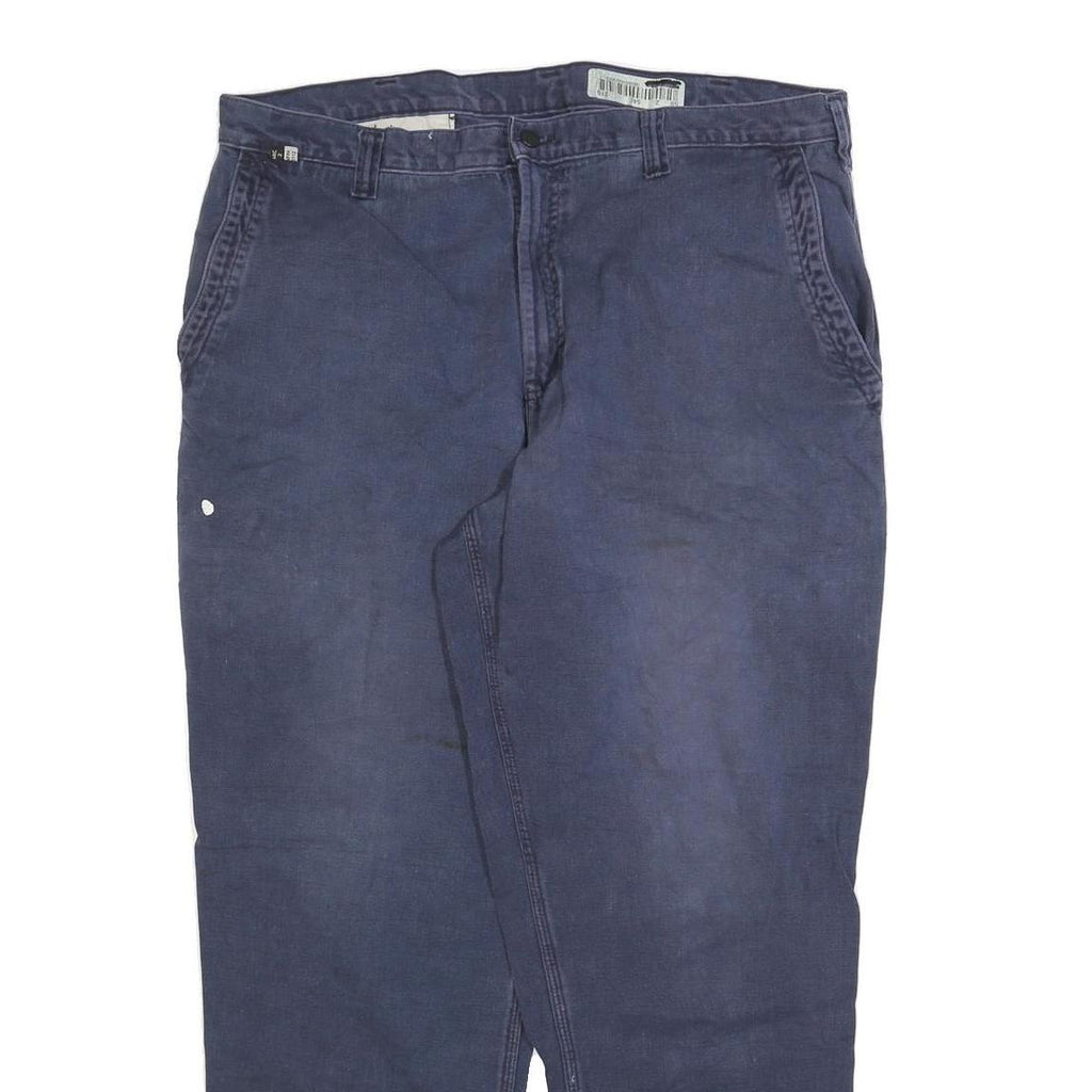 CARHARTT Mens Cotton Blend Navy Relaxed Straight Trousers W38 L32 Durable